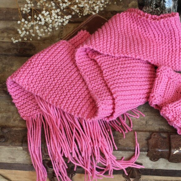 Hand Knit Fingerless Gloves, Armwarmers in Pink, One of a Kind - Picture 10 of 10